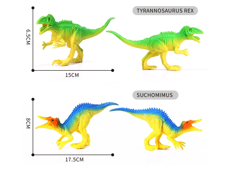 QS 6PCS 7 Inch Educational Dinosaur Animal Model Toys Hard Plastic Figure Toys for Kids Children Christmas Gift