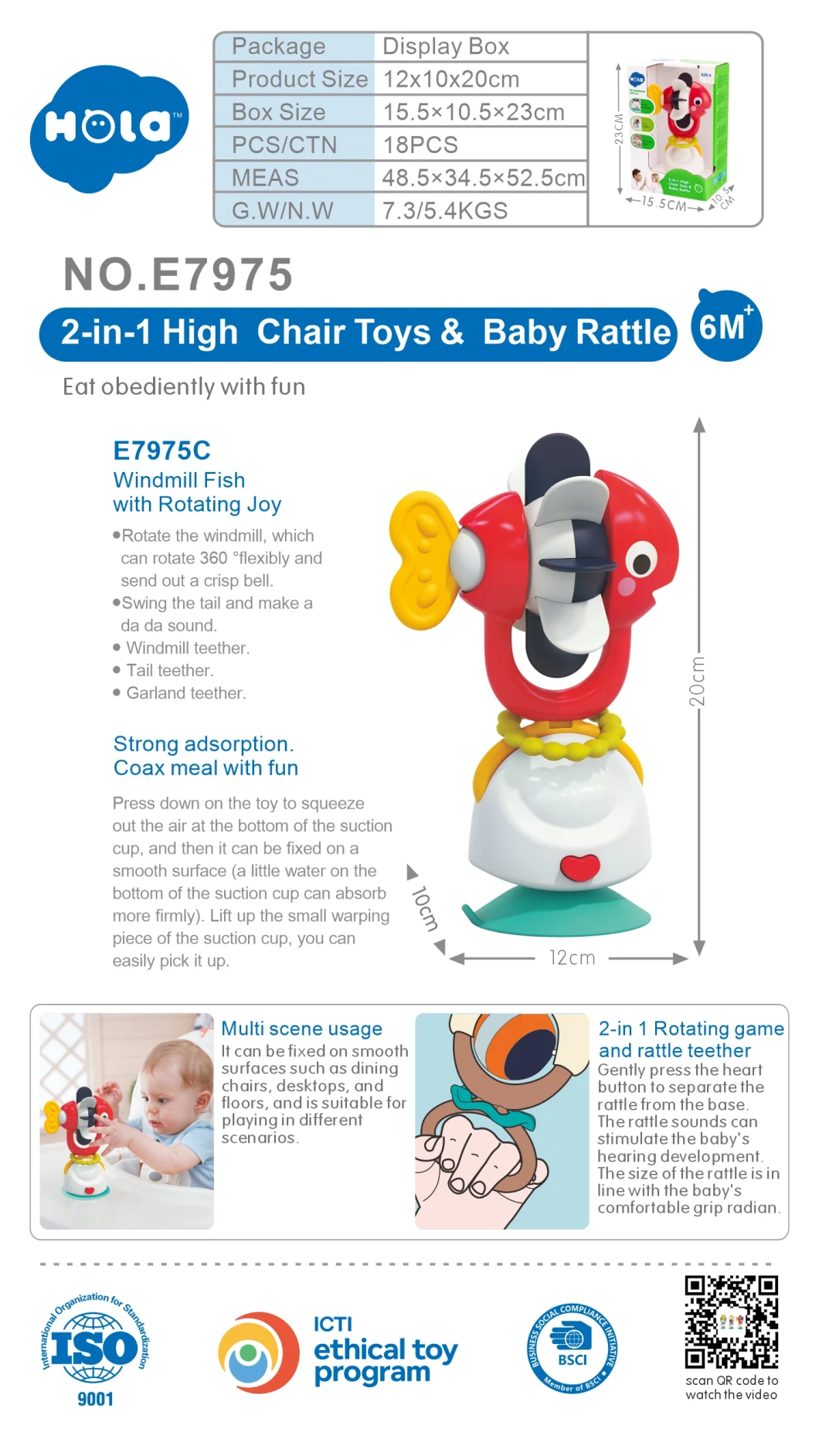 Factory Outlet Fidget Preschool Educational Plastic Toys 2-in-1 High Chair Toys & Baby Rattle Baby Toys Price Baby Kids Children Toys