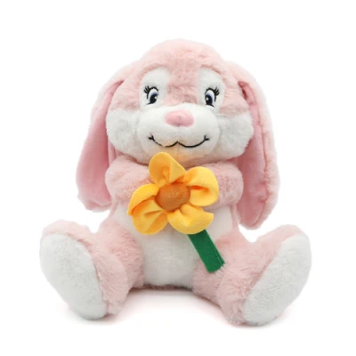イースターの日のギフト、かわいい漫画の柔らかい耳の長いウサギのおもちゃ、卸売ウサギのぬいぐるみ、子供用のピンクのウサギのぬいぐるみ