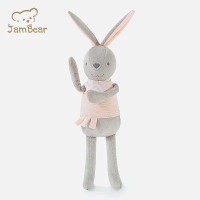 Jambear 環境に優しいニットベビーガラガラ、オーガニックコットンおしゃぶり、新生児用のかわいい睡眠用おもちゃ、クラシックなオーガニックニットアニマル