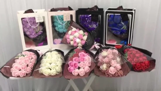Amazon バレンタインデー ベア 7個 造花 ソープフラワーとローズブーケ ウェディングギフト 造花 オンライン通販